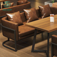Ensembles de meubles modernes pour commerce chaise de table en bois massif pour restauration rapide siège de stand canapé café restaurant en cuir marron