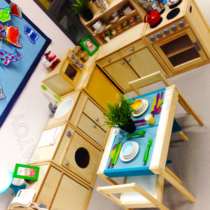 Juego de rol Montessori para guardería, juego sensorial móvil, cocina ecológica, fregadero de cocina de madera para niños pequeños, diseño de aula preescolar - Product Image 5