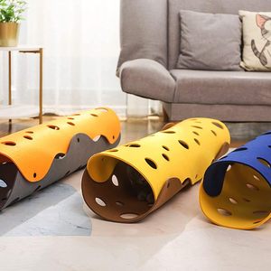 Cama de túnel para gatos, cama plegable de tubo para mascotas con agujeros, alfombrilla de juego para gatos DIY, alfombra de actividad, juguete para tela de fieltro interactiva/para ejercicio - Product Image 5