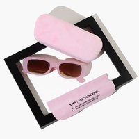 Étui rigide rectangulaire en velours rose moelleux pour lunettes optiques, étui à lunettes de soleil, emballage personnalisé avec logo, simple et pratique pour le quotidien