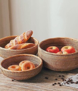 Panier rond en rotin, organisateur d'accessoires de rangement de cuisine - Product Image 4