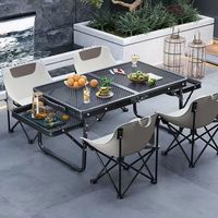 Table de camping pliante en métal de 70 cm avec plateaux latéraux, légère et portable, idéale pour pique-nique et barbecue en extérieur – Offre Spéciale