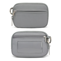 Portefeuille de voyage unisexe en nylon avec fermeture éclair, mini sac à poignet personnalisé avec logo, multi-poches, fenêtre d'identification, étanche, en polyester