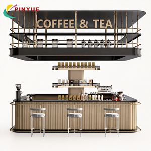 เคาน์เตอร์ร้านกาแฟหรูหราทันสมัย บาร์คาเฟ่เชิงพาณิชย์ ตู้ขายกาแฟแบบกำหนดเองสำหรับห้างสรรพสินค้า อุปกรณ์ตกแต่งร้านค้าปลีกสำหรับร้านกาแฟและชา - Product Image 3