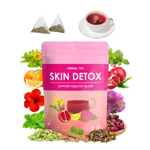 private label Healthy Glow skin whitening tea Rose Hibiscus Skin Detox beauty tea