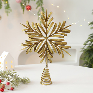 Dropshipping Shopify Iron Christmas <b>Tree</b> Topper Star <b>Ornament</b> Holiday Scene Decor Gold Silver Snowflake - Product Image 3