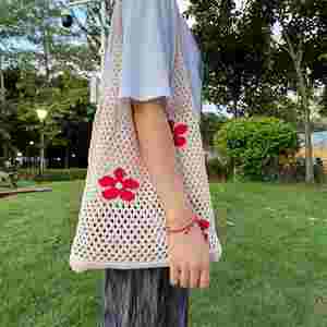 Bolso de hombro de malla calada para mujer, estilo crochet, a la moda - Product Image 5