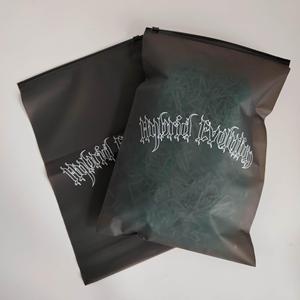 Branded Matte Black Zipper Bags - Custom Semi-Transparent Frosted Poly Bags for Apparel & Streetwear - Product Image 1
