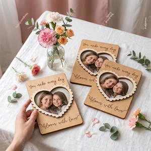 Mother's Day Heart Photo <b>Clip</b> for <b>Car</b> Sun Visor, Refrigerator Magnet Photo Frame Craft Decoration, Customizable Gift - Product Image 1