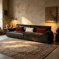 Ensemble de canapés sectionnels carrés modernes avec rembourrage en éponge, design à dossier bas pour les petits salons et les maisons au style épuré