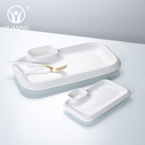 Assiette rectangulaire en <span class=keywords><strong>porcelaine</strong></span> blanche en gros, OEM, pour le <span class=keywords><strong>petit</strong></span>-<span class=keywords><strong>déjeuner</strong></span> - Product Image 1