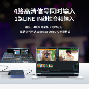 CrescentStar 8204 Thunderbolt 3 การ์ดจับภาพ 4 ช่อง HDMI SDI สำหรับกล้อง DSLR สตรีมมิ่งวิดีโอ OBS VMI - Product Image 4
