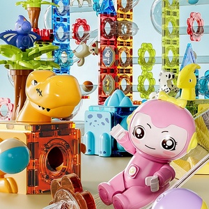 Khủng Long Thiên Đường Theo Dõi Trượt Bóng 153Pcs Từ Đá Cẩm Thạch Chạy Theo Dõi Xây Dựng Khối Đồ Chơi Cho Trẻ Em Nam Châm Khối Xây Dựng Trò Chơi - Product Image 5