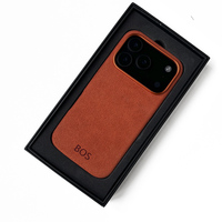 Étui de téléphone portable de luxe en cuir suédé avec logo personnalisé pour iPhone 17 Pro Max, étui orange avec aimant