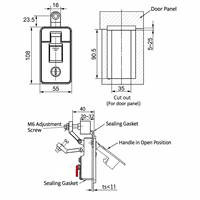 Serrure de panneau à compression à fermeture automatique avec clé, levier de déverrouillage d'urgence interne rouge, résistante aux vibrations, antirouille, pour porte de compartiment de VR
