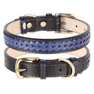 Berry <span class=keywords><strong>Best</strong></span> Seller estilo clásico patrón sólido cuero de vaca genuino collar de perro mascota fuerte y duradero con trenzas coloridas - Product Image 3