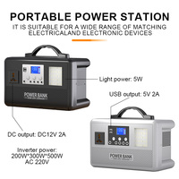 Station d'alimentation portable 300W, kit d'alimentation mural, panneau solaire 60W, démarreur de secours, lampe de poche, batterie LiFePO4 pour le camping hors réseau