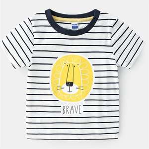 Tienda en Línea de Ropa para Niños de 3 Años, Camiseta Blanca con Rayas para Niño, de Fábrica China - Product Image 1