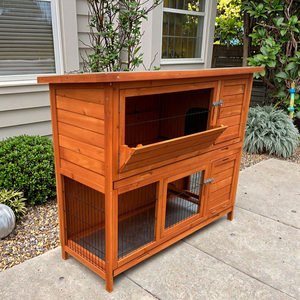 Luxury Customized <b>Small</b> Solid Wood Eco-Friendly Sustainable Pet House Indoor Outdoor Rabbit Rodent Print Pattern - Product Image 2