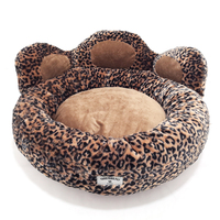 Yongjancanpet — lit en coton PP confortable, de luxe, imprimé léopard, avec patte d'ours, pour chien