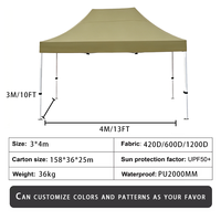 Tente de stand d'exposition pliable double Oxford imperméable pour publicité extérieure, auvent à quatre coins, parasol pour activités commerciales et événements.