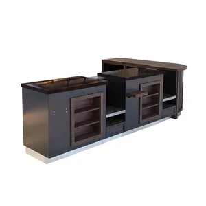 Shop Counter Table Design Convenience Store Steel Wood Style Shop Equipment Supermarket Cashier Table Check Out Counter/