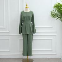 Abaya arabe élégante de Dubaï, tenue islamique modeste, tenue de fête, haut et pantalon de style moyen-oriental, ensemble de vêtements musulmans deux pièces pour femmes