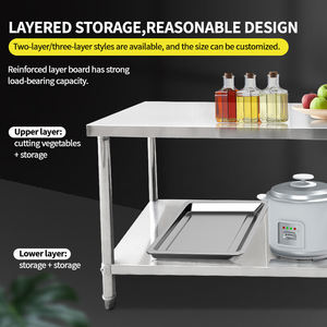 Heavy-Duty thép không gỉ bàn làm việc với có thể điều chỉnh Kệ thương mại nhà bếp thép chế tạo bàn làm việc - Product Image 4