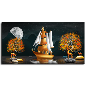 HD mịn thuyền hình ảnh vải nghệ thuật in tranh Thuyền buồm mịn Thuyền Buồm trang trí Ngụ Ngôn sơn nền - Product Image 1