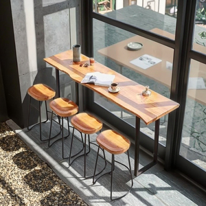 Rắn Gỗ Chân Cao Hiện Đại Đồ Nội Thất Thanh Tùy Chỉnh Dài Hẹp Thiết Kế Cho Nhà Cho Ban Công Nhà Hàng Hoặc Trà Sữa Cửa Hàng - Product Image 6