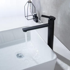 Robinet de lavabo monotrou en cuivre brossé or, à levage transfrontalier, avec noyau de valve rotatif 35, mélangeur eau chaude et froide à activation par pression - Product Image 5