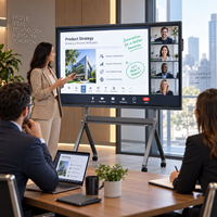 QDE OEM 55 65 75 85 86 100 110 Inci Panel Datar Interaktif Layar Sentuh Multi Digital Whiteboard Papan Pintar untuk Pendidikan