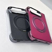 Nouvel étui magnétique pour téléphone en cuir PU électro-plaqué pour iPhone 18 Fold 18 Duo avec protection à 360° °   Support rotatif, coque rigide antichoc