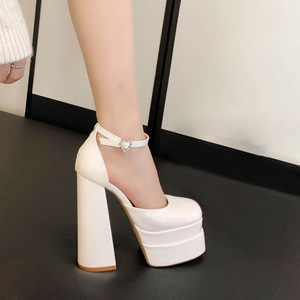 Zapatos Mujer Plataforma Crystal Sexy Stripper Chunky Heel Retro <b>Shoes</b> Platform Heels for Women - Product Image 2