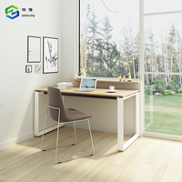 Bureau de direction moderne en métal extensible avec plateau en bois, usage commercial, directement de l'usine
