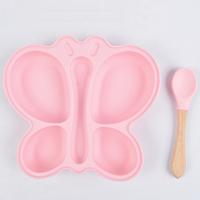 Ventes chaudes Articles pour bébés Vaisselle en silicone personnalisée Ensembles de repas Ensembles pour nouveau-nés Cadeau Assiettes Ensembles Style animal mignon