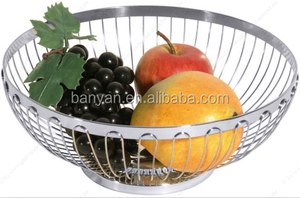 Nuovo Design in acciaio inox 304 <span class=keywords><strong>argento</strong></span> snack pane alla frutta cucina salotto cesto di frutta rotondo - Product Image 3