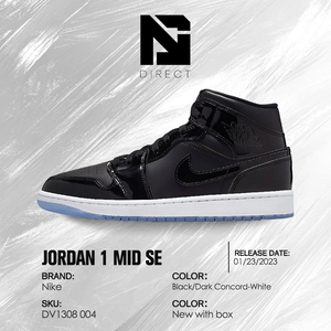 Air Jordan 1 Mid SE 'Space Jam' Chaussures de basketball montantes à lacets, style décontracté, couleur unie - Product Image 6