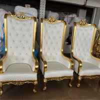 Canapé trône de style royal d'Amérique du Nord, dossier haut, cadre sculpté orné, pour location de mariages et d'événements