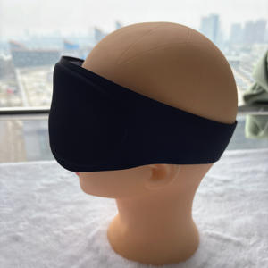 Masque de sommeil lesté personnalisé noir avec remplissage de billes de verre pour le soulagement du stress, avec velcro silencieux, masque oculaire 3D - Product Image 4