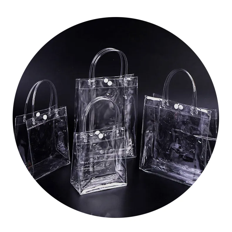 Rõ Ràng Nhựa Quà Tặng Bọc Túi Heavy Duty Transparent PVC Nhựa Mua Sắm Tote Túi Với Xử Lý