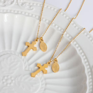 종교 기독교 보석 스테인레스 스틸 18k 금도금 성모 마리아 예수 십자가 십자가 펜던트 목걸이 - Product Image 3