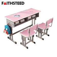 Prix d'usine – Ensemble bureau et chaise double gris réglable en hauteur pour l'étude des élèves en classe et la formation
