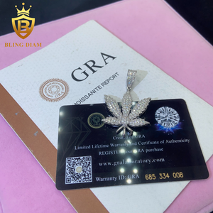 Liontin gaya HipHop perak 925 model daun Moissanite baru perhiasan Iced Out liontin berlian Pass liontin Yesus Moissanite - Product Image 5