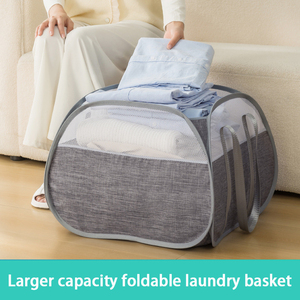 Wholesale 90L Collapsible Strong Black Laundry <b>Hamper</b> Quality Laundry Basket with Handles Easy to Open for Storage Bag - Product Image 3
