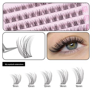 <span class=keywords><strong>Faux</strong></span> <span class=keywords><strong>cils</strong></span> en fibres synthétiques épaisses, semi-artisanaux, marque MOXIAOJIE, 12 rangées, en grappe simple, segmentés, pour greffe, origine Guangdong - Product Image 2