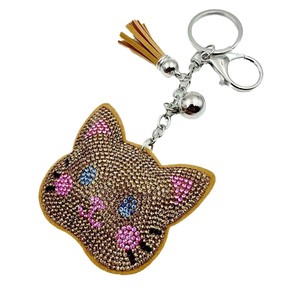 Porte-clés Chaton en Cristal Scintillant avec Pendentif de Sac pour <span class=keywords><strong>Femme</strong></span>, Motif Chat de Dessin Animé Porte-Bonheur, avec Pompon Diamant et Clochette - Product Image 5