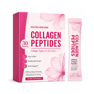 WELLBODY 2000mg Colágeno Multi-Tipo en Polvo en Sobres, Péptidos de Colágeno de Pescado y Bovino, Prebiótico para la Piel, Cabello y Articulaciones, OEM - Product Image 1