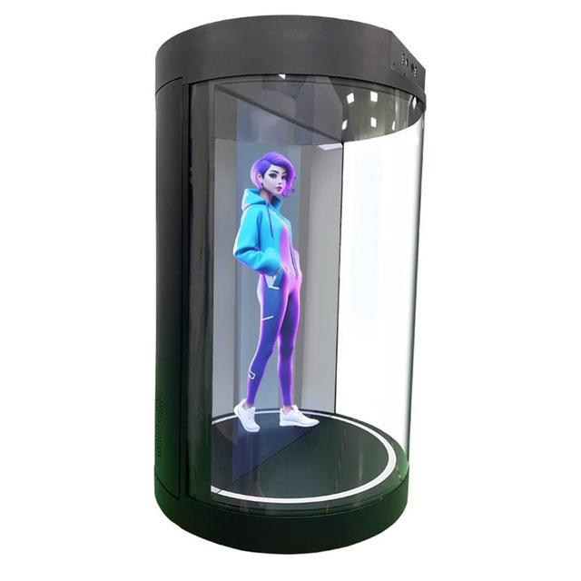 75 Inch Human Size Hologram Cabinet Hover 3D Effect AI Interaction Holo Tube 3D Holographic TFT Floor Stand Business