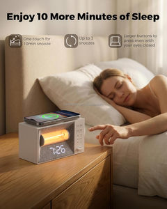 Réveil avec chargeur sans fil 15W, machine à bruit blanc aux sons apaisants, lumière de réveil simulateur d'aube, horloge de chevet à intensité réglable - Product Image 4